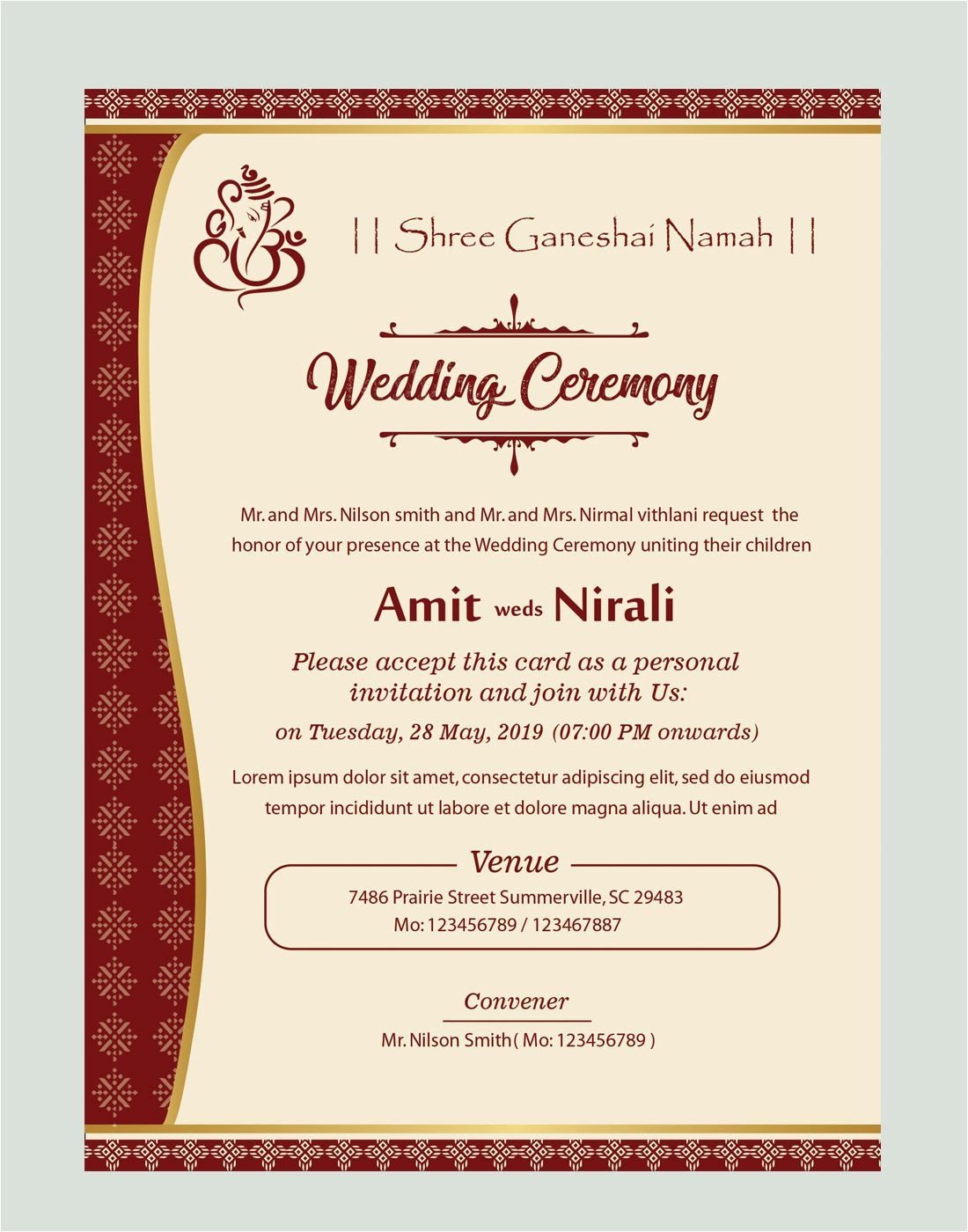 Wedding Card Matter In English Free Kankotri Card Template with Images Printable