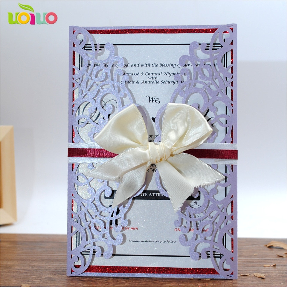 Wedding Wrapping Paper Card Factory 50pcs Laser Cut Glitter Paper Birthday Invitations Card