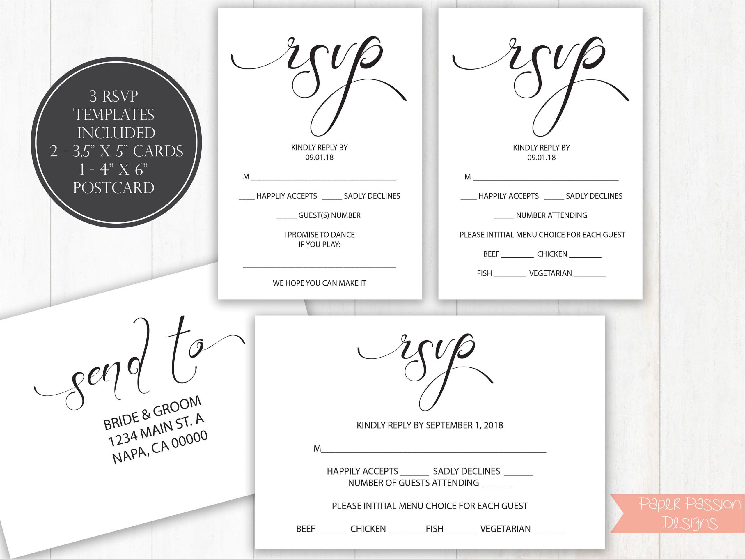 What is Rsvp Card Wedding Wedding Rsvp Templates Rsvp Postcard Calligraphy Rsvp