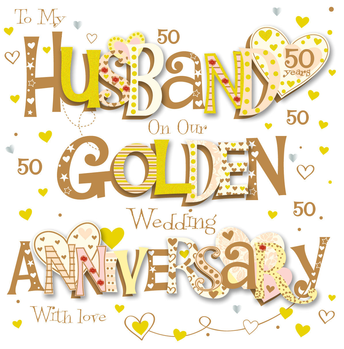 Golden Wedding Anniversary Card for Husband Husband Golden 50th Wedding Anniversary Greeting Card