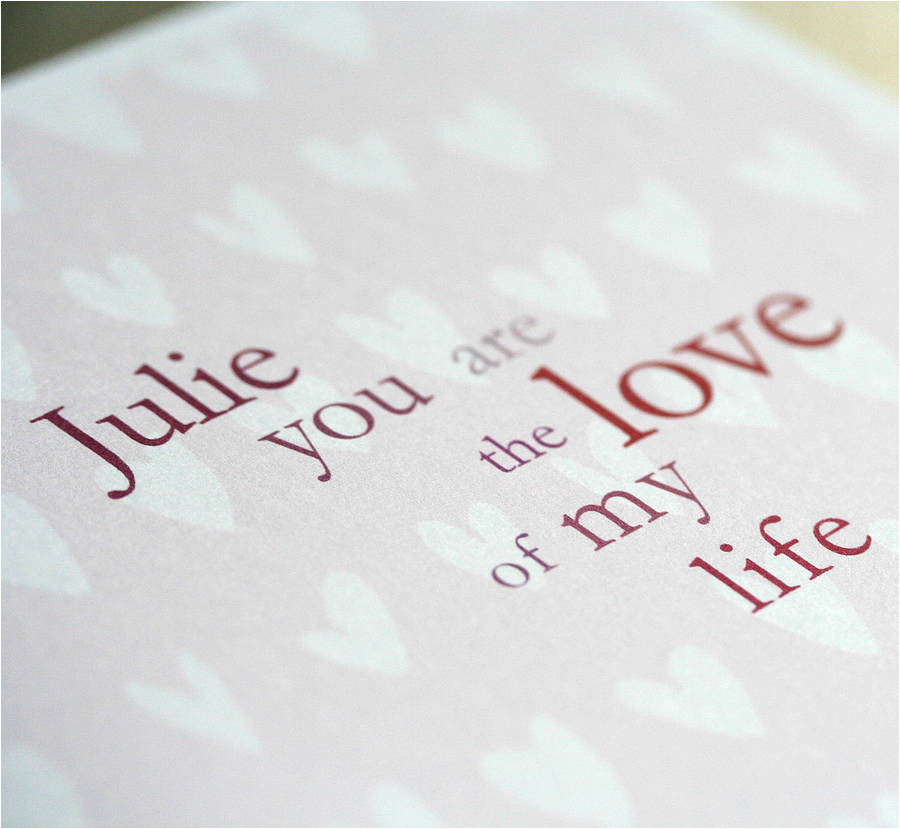 Love Of My Life Card Personalised Love My Life Card for Him Her by