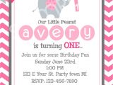 1 Year Birthday Invitation Card Elephant Birthday Invitation First Birthday Pink Baby