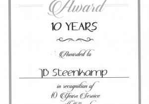 10 Year Service Award Certificate Template 10 Years Long Service Award