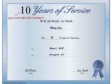 10 Year Service Award Certificate Template A Printable Certificate Thanking the Recipient for Any