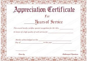 10 Year Service Award Certificate Template Free Printable Appreciation Certificate for Years Of Service