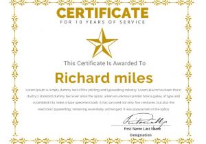 10 Year Service Award Certificate Template Printable Certificate Template 46 Adobe Illustrator