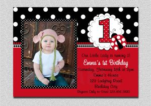 1st Birthday Invitation Card for Baby Girl Ladybug Birthday Invitation Ladybug 1st Birthday Party Red