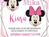 1st Birthday Invitation Card for Baby Girl Minnie Mouse Twin Girls Birthday Invitation Minnie Girl