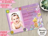 1st Birthday Invitation Card for Baby Girl Tinkerbell Birthday Invitation Editable Fairy