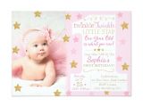 1st Birthday Invitation Card for Baby Girl Twinkle Twinkle Little Star Birthday Invitation Zazzle Com