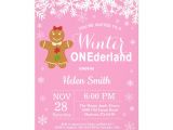 1st Birthday Invitation Card for Baby Girl Winter Onederland Girl 1st Birthday Invitation Zazzle Com