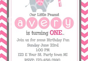 1st Year Birthday Invitation Card Elephant Birthday Invitation First Birthday Pink Baby