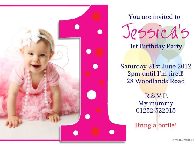 1st Year Birthday Invitation Card Pin Auf Invitation Wording ...