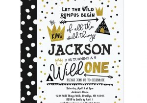 1st Year Birthday Invitation Card Wild One 1st Birthday Invitation Boys King Wild Zazzle Com