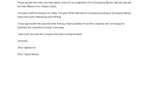2 Weeks Notice Email Template 3 Highly Professional Two Weeks Notice Letter Templates