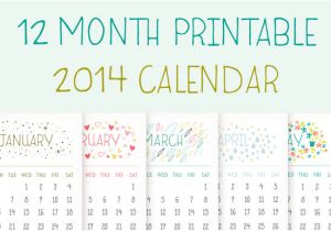 2014 12 Month Calendar Template Printable 2014 Calendar Illustrations On Creative Market