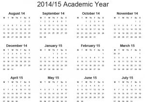 2014-15 Academic Calendar Template 2014 15lscape Gif