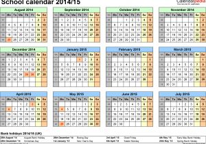 2014-15 Academic Calendar Template 6 Best Images Of Printable School Calendar 2014 2015