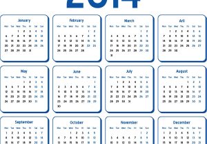 2014 One Page Calendar Template Calendar 2014 Printable One Page Calendar Template 2018