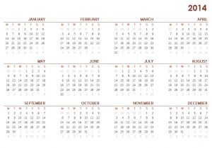 2014 One Page Calendar Template top 28 Year Calendar 2014 Printable One 2014 Calendar