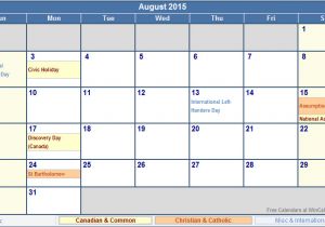 2015 Calendar Template with Canadian Holidays 2015 Calendar Template with Canadian Holidays August 2015