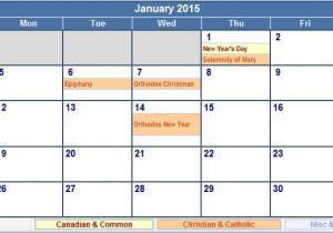 2015 Calendar Template with Canadian Holidays January 2015 Canada Calendar with Holidays for Printing
