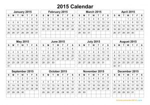 2015 Yearly Calendar Template In Landscape format Printable Calendar 2015 Landscape Printable Calendar
