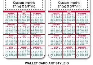 2104 Calendar Template Wallet Cards Laminated