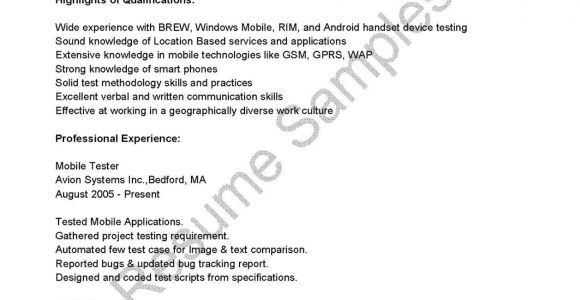 3 Years Manual Testing Sample Resumes 3 Years Manual Testing Sample Resumes New Mobile Qa Tester