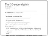 30 Second Pitch Template 30 Second Pitch for Job Fairs