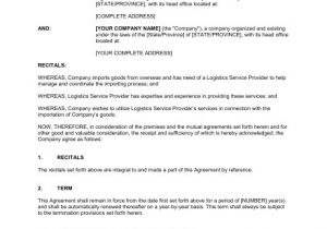 3pl Contract Template Contract for Logistics Services Template Word Pdf by