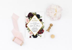 5 X 7 Cardstock with Border Elopement Wedding Invitation Template Editable Printable