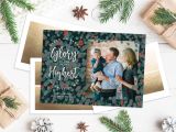 5 X 7 Christmas Card Template Holiday Card Design Template Glory to God Floral Berry 5×7 W 3 Multiple Photo Backside Options