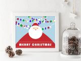 5 X 7 Christmas Cards Printable Holiday Home Decor Merry Christmas with Santa and