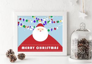 5 X 7 Christmas Cards Printable Holiday Home Decor Merry Christmas with Santa and