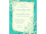 5 X 7 Invitation Card Turquoise and Ivory Floral Wedding Invitation Zazzle Com