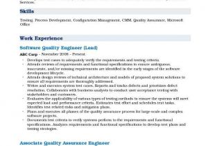 5 Years Experience software Engineer Resume software Quality Engineer Resume Samples Qwikresume
