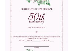50th Wedding Anniversary Certificate Template Free Printable Vintage Floral 50th Anniversary Vow Renewal