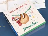 6 X 8 Christmas Photo Cards Lindt Hello Pralinen Lazy Christmas Mit Faultier Und Ihrem Wunschnamen