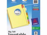 8 Large Tab Insertable Dividers Template Avery 11111 Insertable Big Tab Dividers 8 Tab Letter