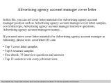 A Cover Letter is An Advertisement Advertising Agency Account Manager Cover Letter