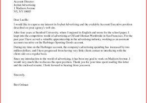A Cover Letter is An Advertisement Cover Letter for Advertising Agency Sample