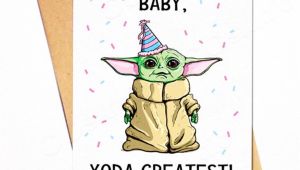 A Cute Happy Birthday Card Baby Yoda Birthday Card D Yoda Happy Birthday Happy