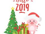 A New Year Greeting Card 2019 New Yea Christmas Greeting Card Vector Image On with