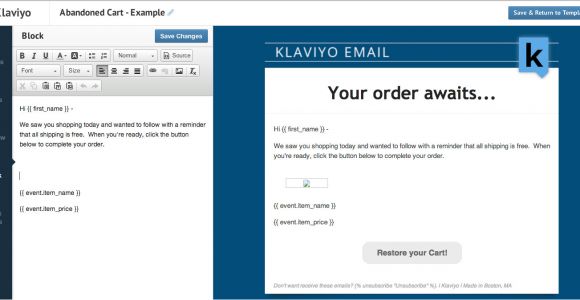 Abandoned Cart Email Template Klaviyo Launches Abandoned Carts Features for Ecommerce Stores