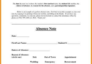 Absent Notes for School Templates 7 Absence Note for School Driver Resume