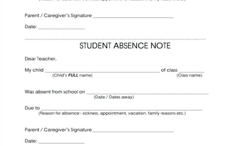 Absent Notes for School Templates Template Sick Note Template for ...