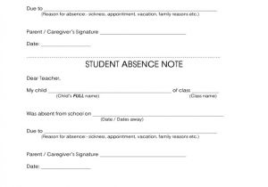 Absent Notes for School Templates Template Sick Note Template for School
