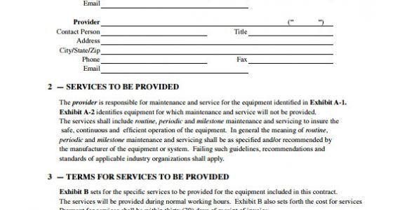 Ac Service Contract Template Maintenance Contract Template 20 Download Documents In