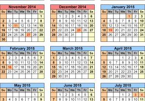 Academic Calendar Template 2014-15 School Calendars 2014 2015 as Free Printable Excel Templates